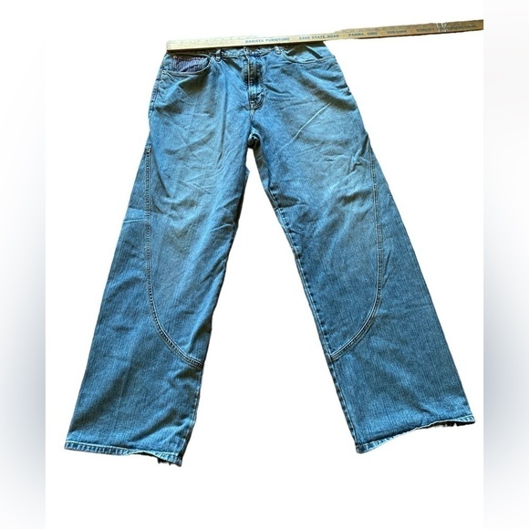 VTG Sean John Baggy Jeans Mens 38x33 Blue 90s Y2K Embroidered Pleated Hip Ho… - Picture 1 of 13